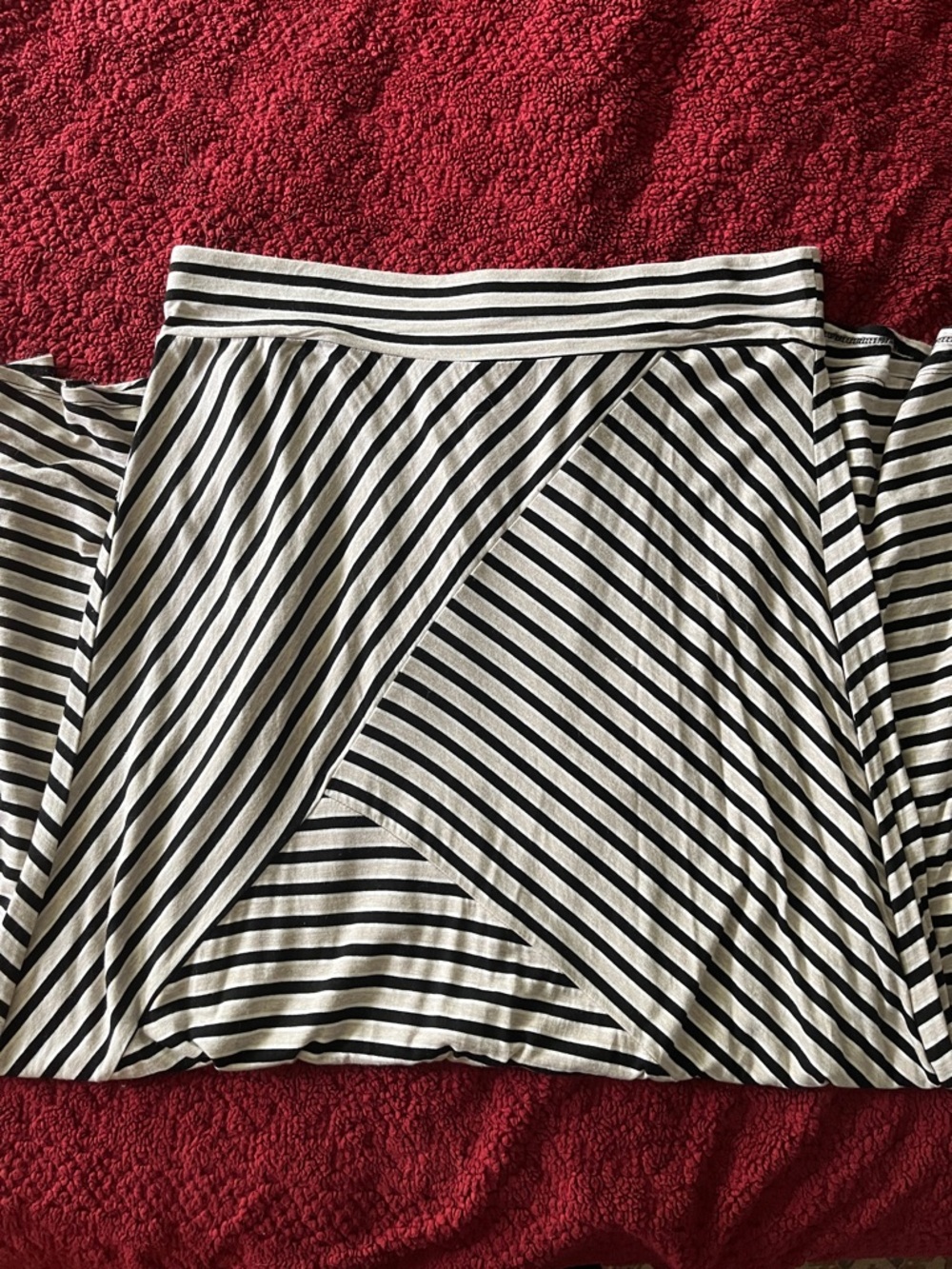 Black and White Striped Maxi Skirt